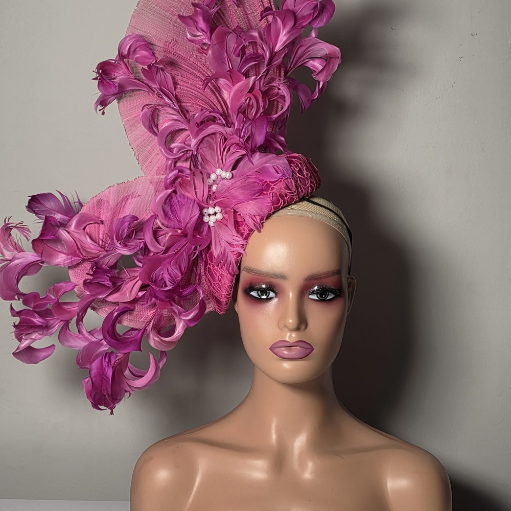 Chic Pink Feather Fascinator